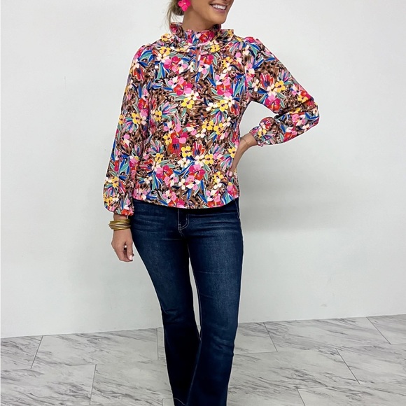 THML Floral Animal Print Long Sleeve Top NEW gorgeous - Picture 3 of 11